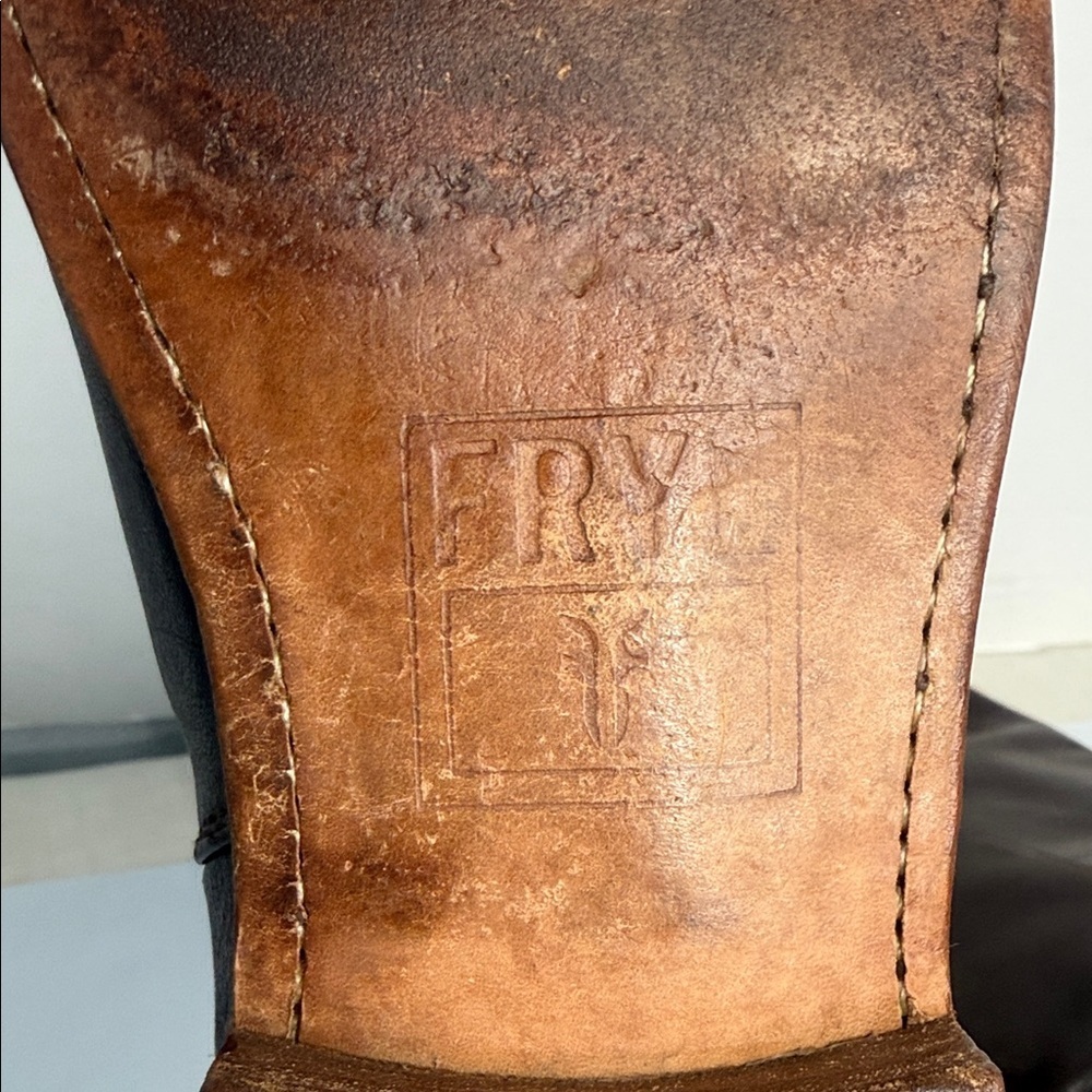 FRYE 77066 Paige Tall 3-Buckle Leather Brown Knee High Boots Womens Size 7.5 B - Picture 8 of 11